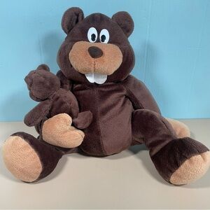 KellyToy BeanPals Mother Beaver & Baby 12” Soft Plush